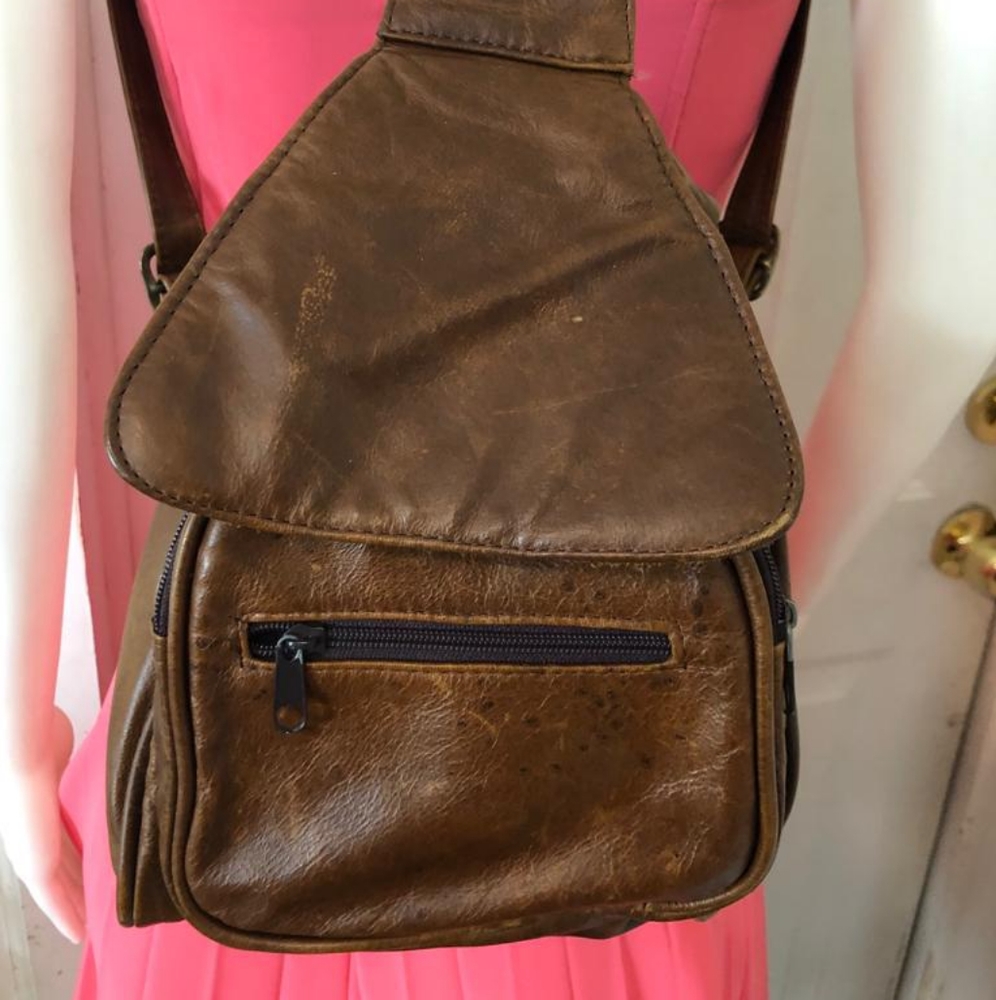Crossbody bag backpack with built-in wallet Brown